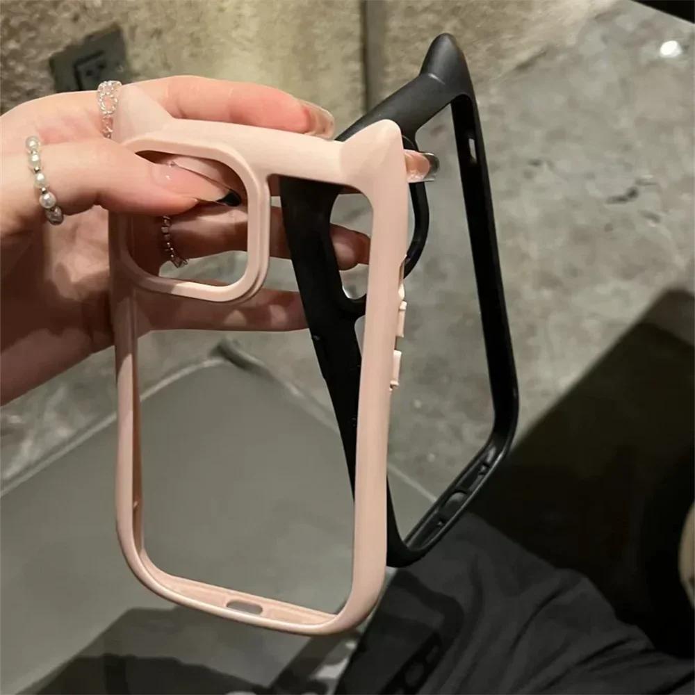 Lovely Animal Cute Cartoon Cat Ear Clear Phone Case for IPhone 15 14 13 12 Pro Max 11 IPhone13 IPones I15 Silicone Bumper Cover