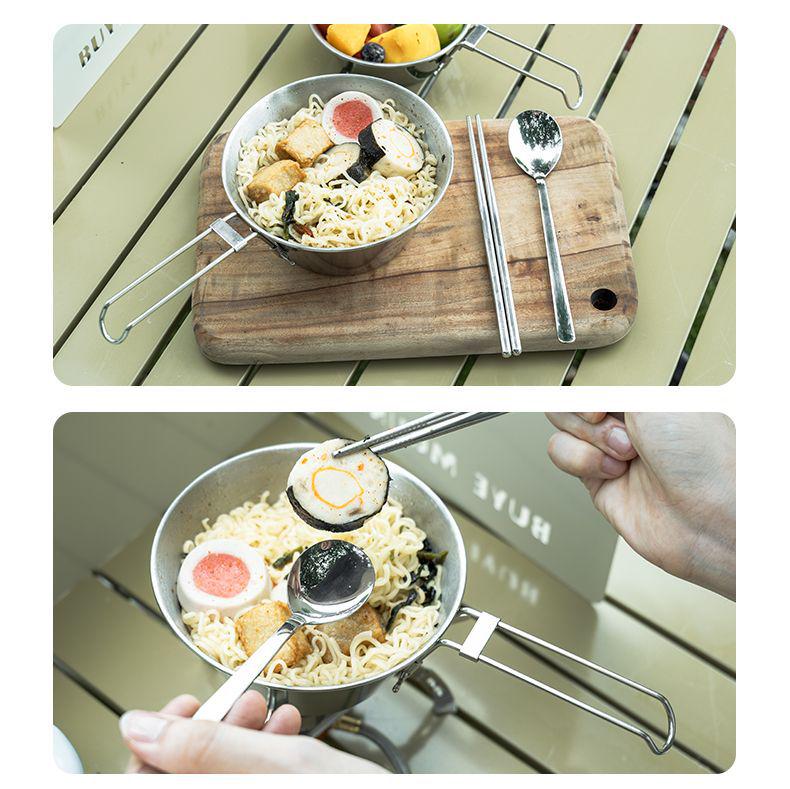 A1R Stainless Steel Camping Set: Portable Snow Cup & Folding Bowl for Outdoor Picnic & Mountaineering