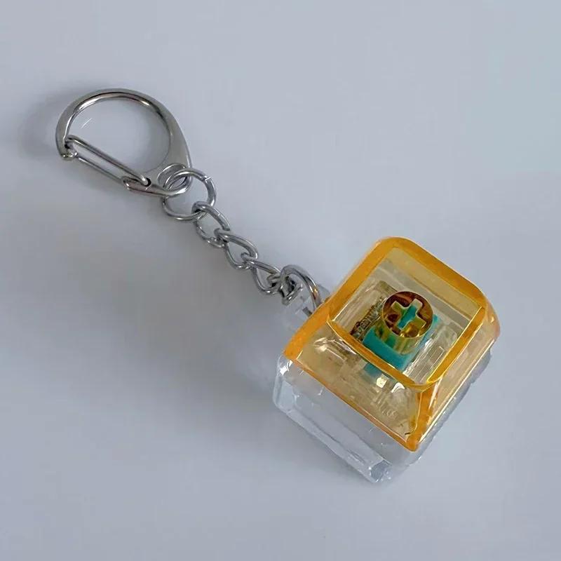 Fingertip Button Keychain Fidget Toy LED Keyboard Key Cap Key Chain Mechanical Switch Keyring Stress Relief Gadget
