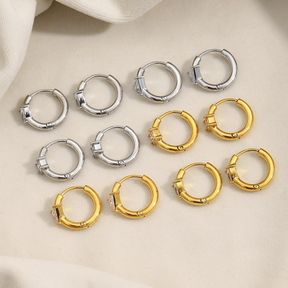 MamacitaSlay 316l Stainless Steel Zircon Hoop Earring 18K Gold Plated Waterproof Minimalist Jewelry for Women 2026 Trend Gift