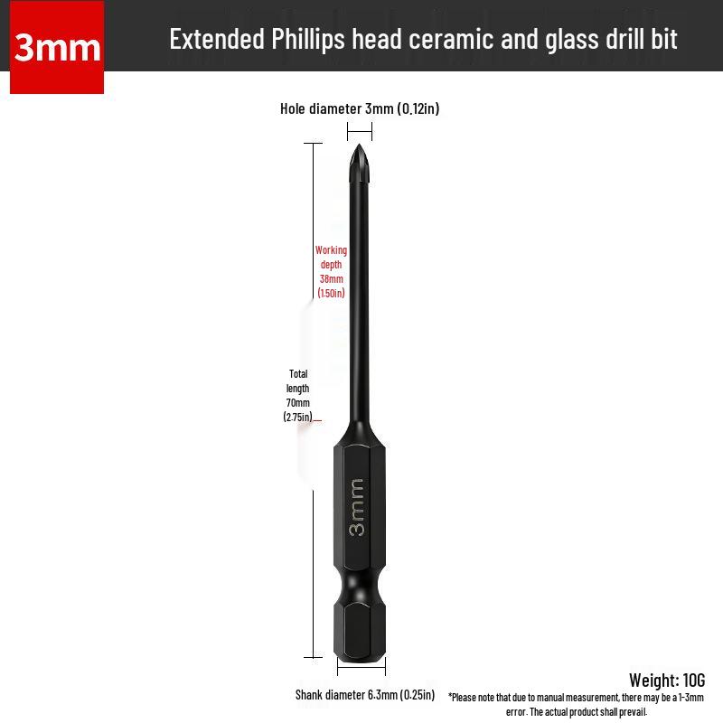 Hex Shank Spiral Flute Drill Bit for Ceramic, Glass, and Tile