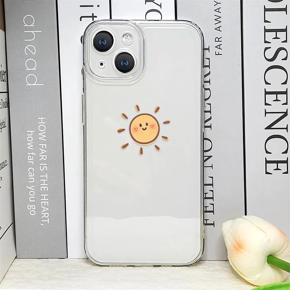 

Line Mountain Scenery Phone Case for IPhone 16 Pro Max 11 12 13 Mini XS MAX X 7 8 14 15 Plus Cases Simple Sun Moon Couples Cover iPhone 16 Plus
