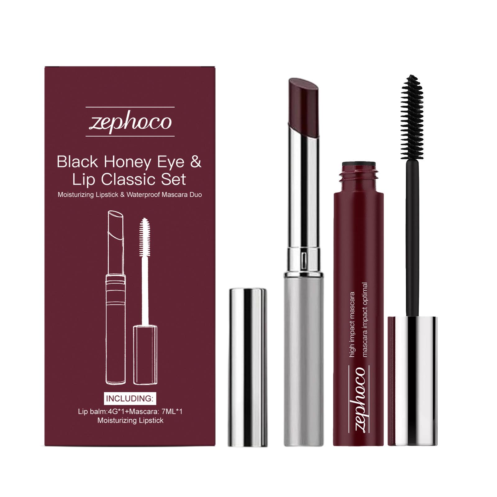 

Zephoco Black Honey Eye & Lip Set: Moisturizing Lip Gloss, Classic Lipstick & Eyelash Curler