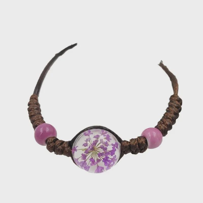 Starry Sky Dried Flower Glass Bracelet for Girlfriends, Couples & Students