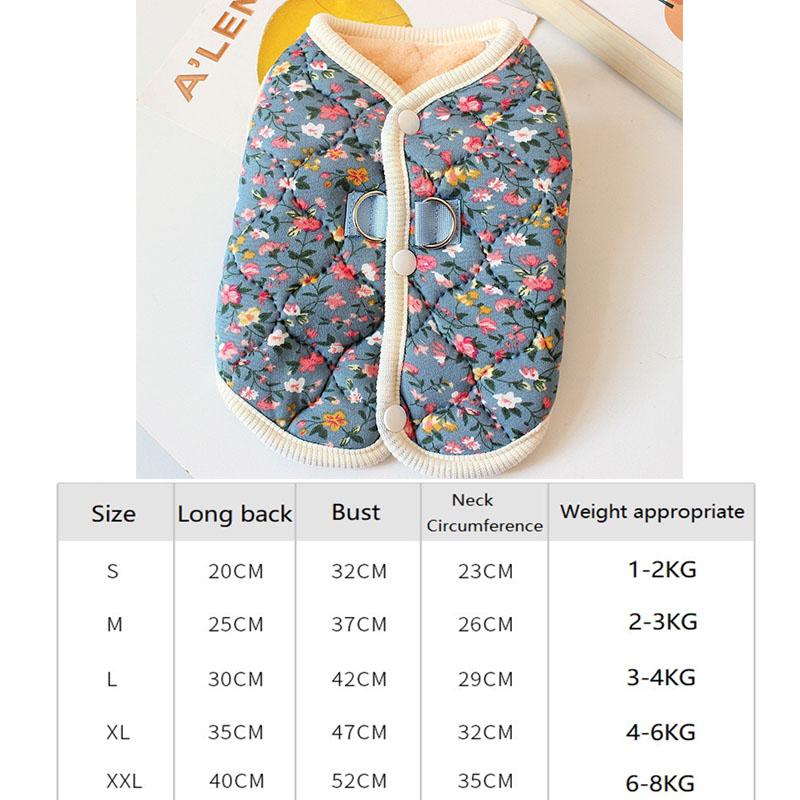 Puppy Floral Vest Pet Clothing Dog Fleece Coat for Dogs Jackets for Small Dogs Winter Jacket for Pet Luxury Clothes XGMY05