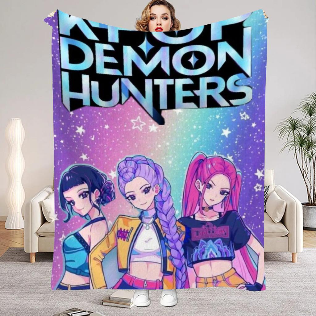 Punk Huntrix Blankets K pop Demon Hunters Zoey Rumi Mira Soft Warm Throw Blanket Kids Living Room Couch Sofa Bed Christmas Gifts