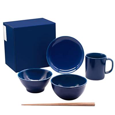 Saikai Pottery Hasami Ware „Common“ Keramik-Geschirrset, 5-teiliges Set für eine Person, Japanischer Stil, Reisschüssel, Essstäbchen, Teller, Schale, Salatschüssel