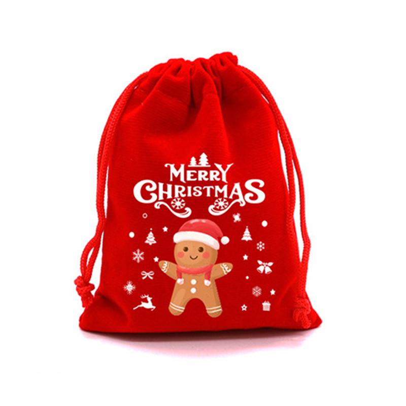 12/24pcs Christmas Lint Gift Bags Drawstring Pouch Party Return a Salute Gift Packing Bag Xmas Party Supplies Gift Favor Navidad