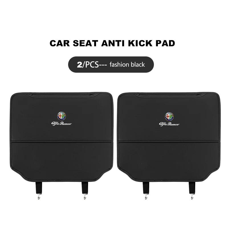 2pcs Leather Car Seat Anti Kick Pad Seat Back Protector Mats For Alfa Romeo Giulia 147 Mito 156 159 166 GT Stelvio Brera Volante