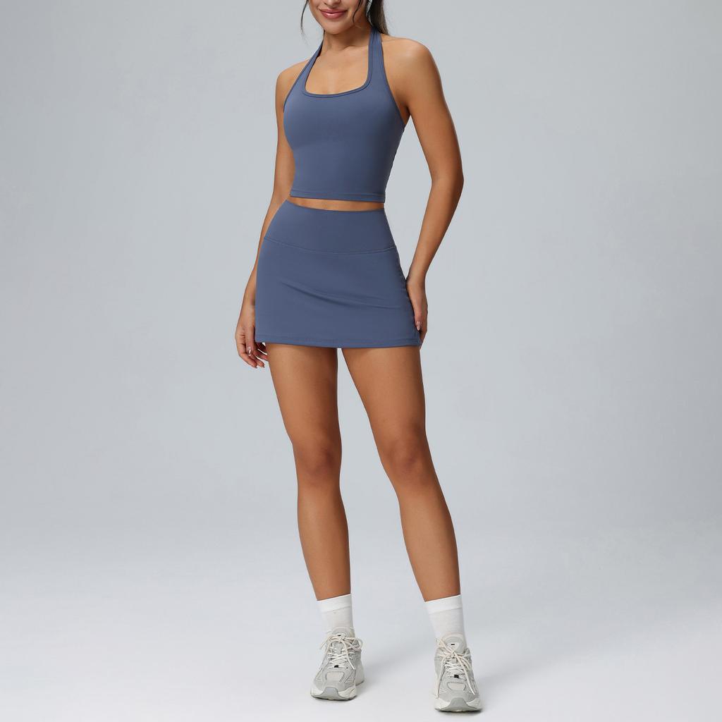 Cross-Border Tennis Skirt Set For Women, Outdoor Training, Badminton Sportswear Set, Running Fitness Wear, Two-Piece Set