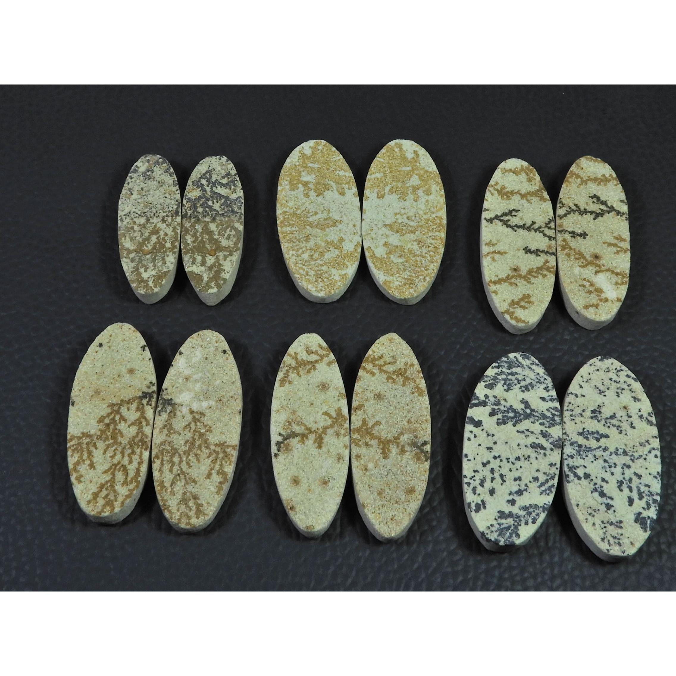 Natural Psilomelane Germane Dendrite Matched Pair Loose Gemstone 06 Pair Lot C-2172