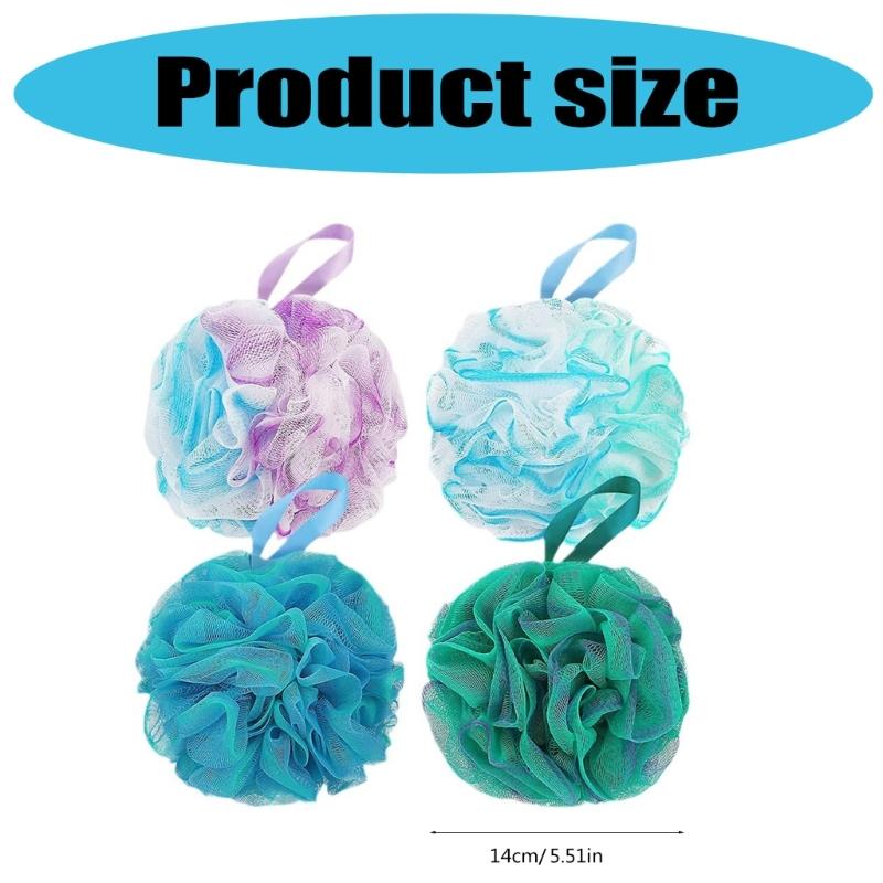 4 Pcs Bath Shower Sponges Shower Loofah Balls Gradient Bath Sponges Easy Foaming for Women Men Exfoliating Skin Clean