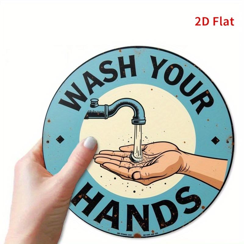 Wash Your Hands Retro Round Metal Tin Sign D Flat Bathroom Wall Plaque For Home Decor
