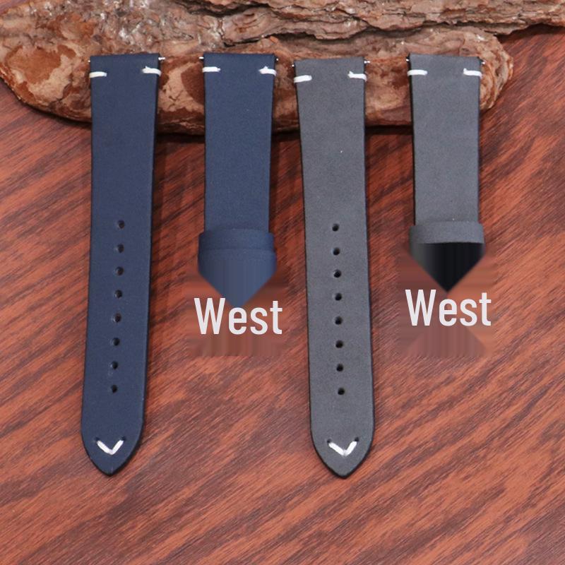 Universal Quick Release Matte Leather Watch Strap for Huawei - Retro Crazy Horse Leather with Apricot Tail, Sizes 18/20/22