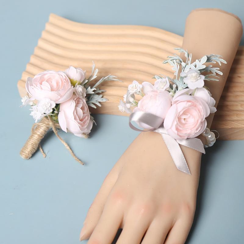 1 buc Accesorii Nupțiale Camelia Artificială Superbă Corsaj Elegant Bijuterii Nuntă Brățară cu Perle Domnișoară de Onoare Multicolor