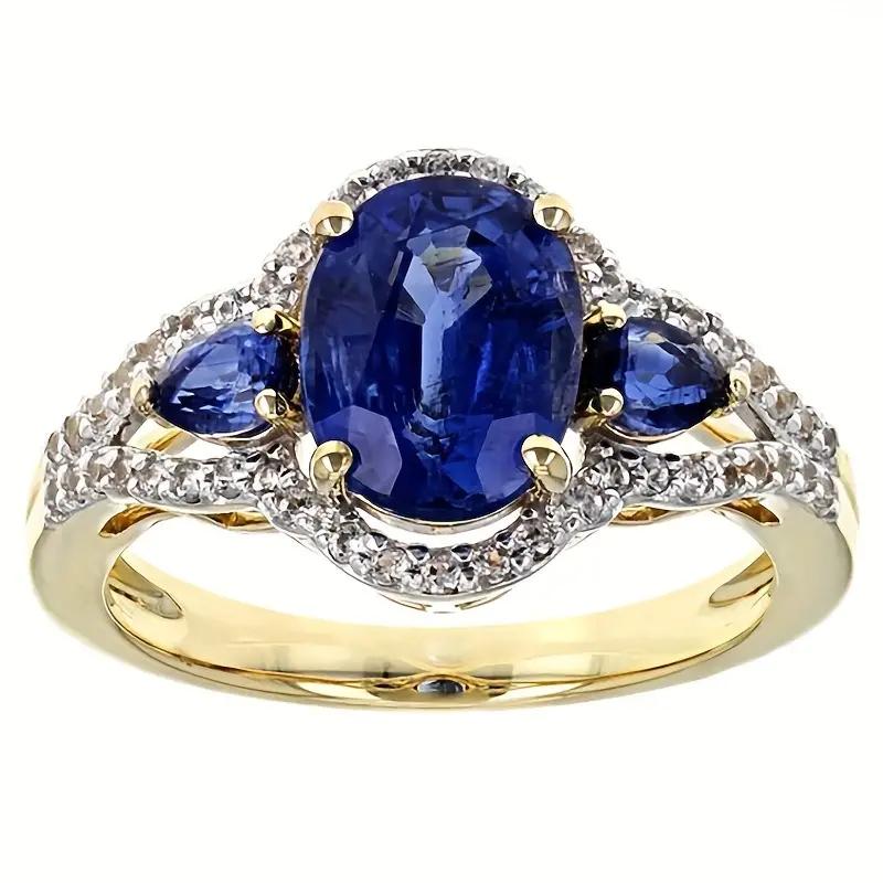 Luxury Prong Setting-Rings for Women Blue Emerald Sapphire Jewelry Wedding Engagement Ring Anniversary Gifts Wife
