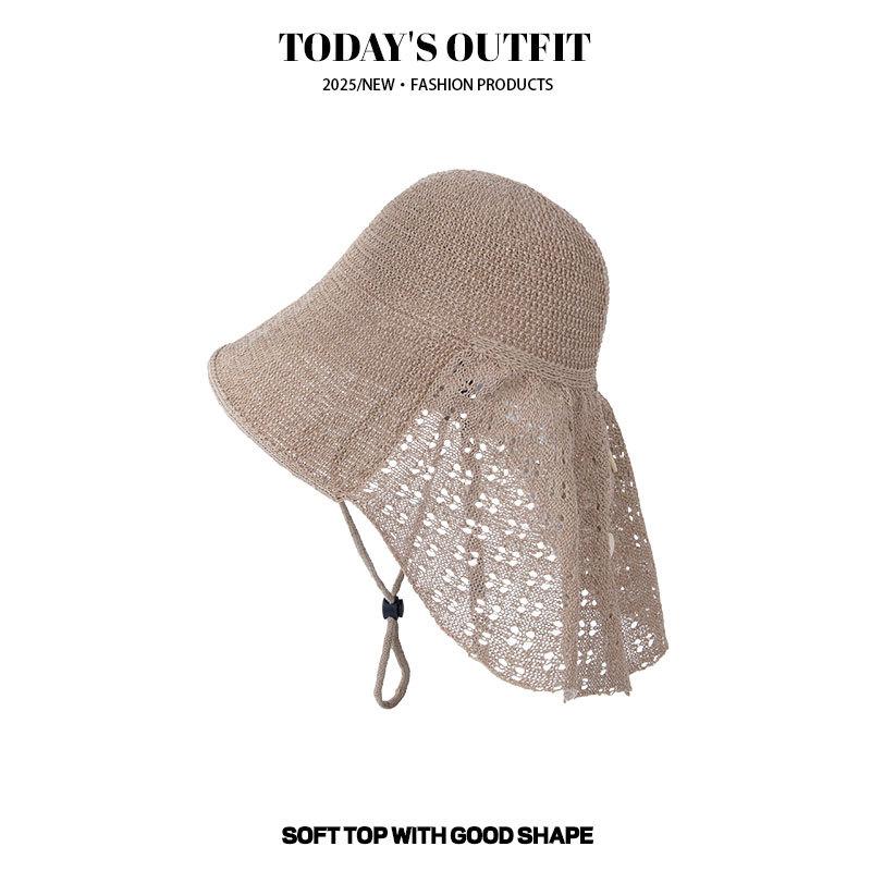 Korean Style Fashion Fisherman Hat Thin Shawl Sun Hat Korean Style Straw Woven Breathable Foldable Hollow Beach Fisherman Hat