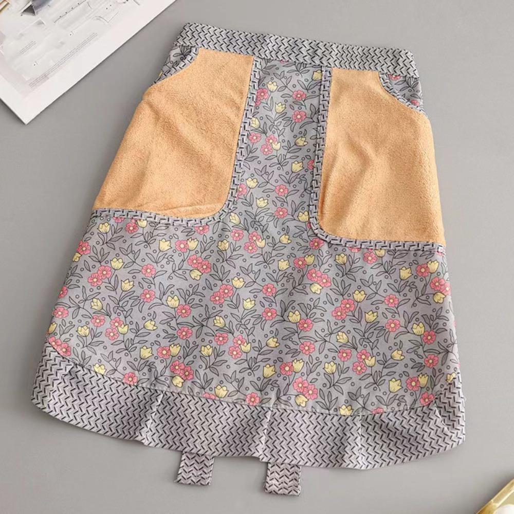Anti-fouling Work Clothes Flower Cooking Half-waist Apron Fashion Half-length Apron  Cooking