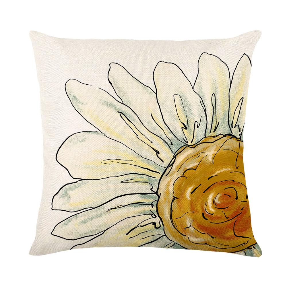 Spring Bee Flower Pillow Cover Nordic Polyester Printed Sunflower Flower Home Cushion Cover
