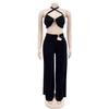C7236 Women's Fashion Solid Color Strapless Long Pants Two-Piece Set