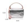 New Woven Handbag Women's Silver Pink Spliced Cosmetic Bag Makeup Bag Toilet Bag Unique Design Handbag Tote Bags for Women