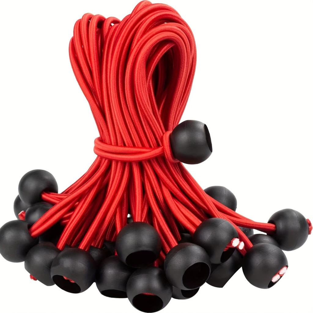 10Pcs Outdoor Tent Tie-Down High Elasticity Rope With Plastic Ball, Elastic Rope With Ball For Trampoline And Luggage