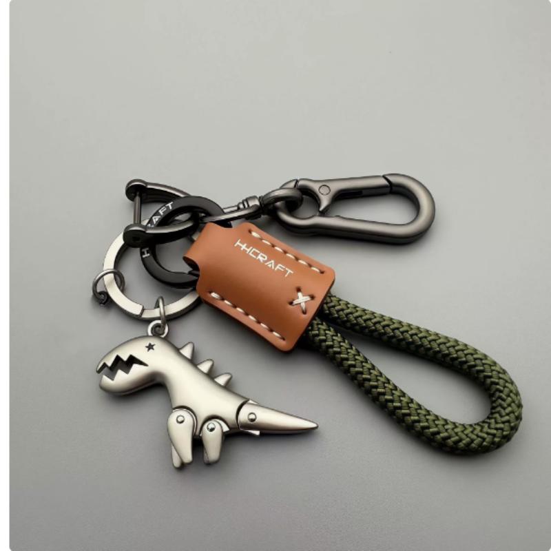 Motocycle Key Holder Leather Keychain Car Key Ring Accessories With Dinosaurs Shape Design For Gift