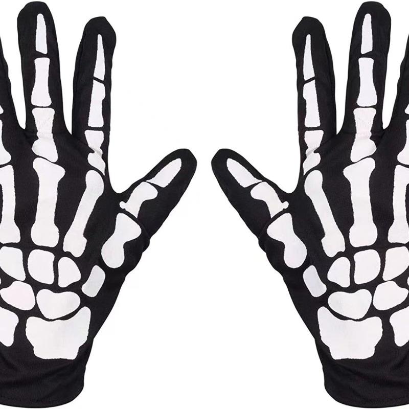 Halloween Gloves Black White Makeup Props Halloween Supplies Naturalness Skull Ghost Claw Gloves Festival Products