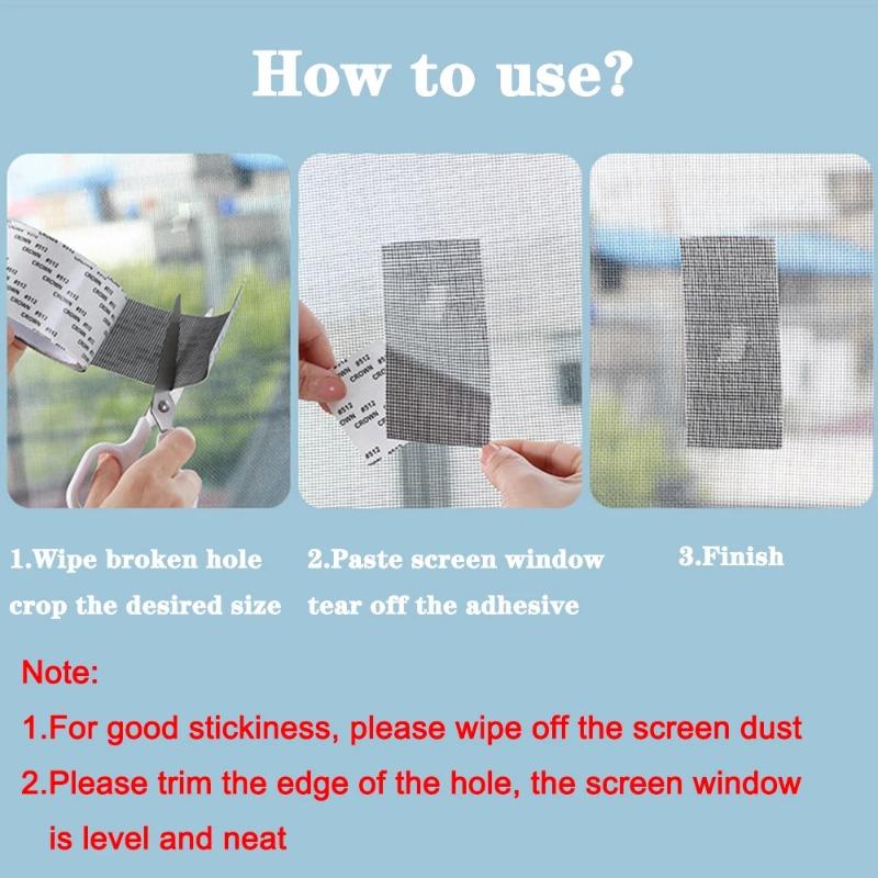 Self-Adhesive Window Screen Repair Tape - Waterproof Insect Proof Patch for Instant Mesh Fix, Easy Application & Tear by Hand