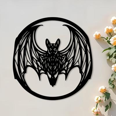 1pc Gothic Bat Witch Iron Wall Art Metal Sculpture Indoor Outdoor Patio Halloween Christmas Holiday Decor Gift