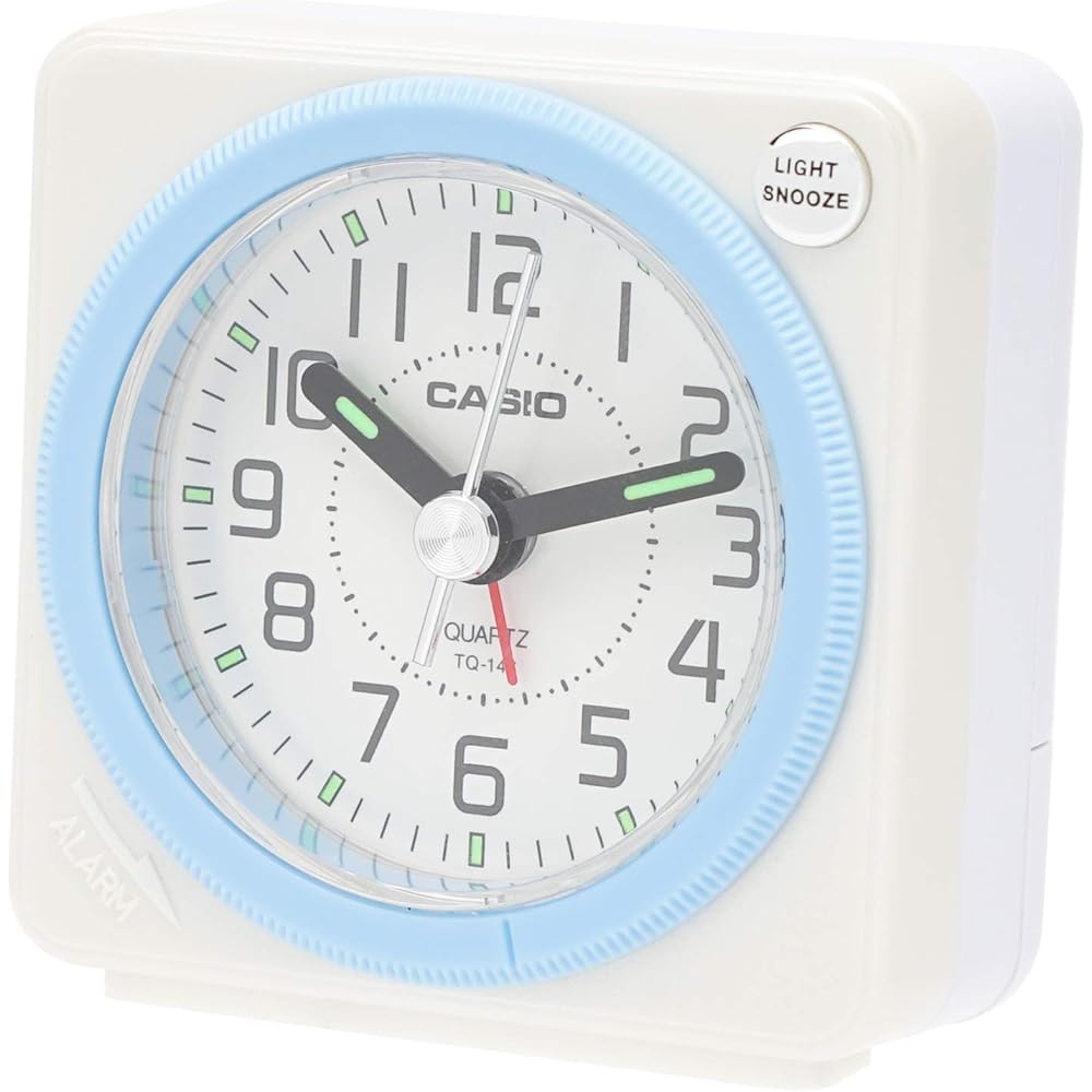 CASIO Analog Travel Alarm Clock, Compact, with Snooze and Light, White TQ-146-7JF