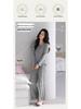 New Women's Grey Casual Modal Pajama Set - Long Sleeve Pullover with Chest Pads and Long Pants for Spring and Autumn