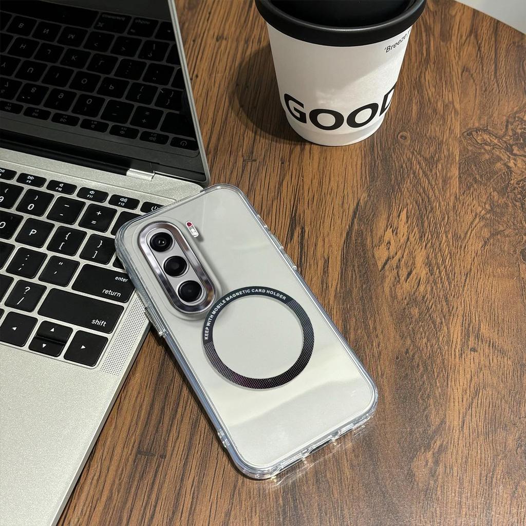 Case for TECNO CAMON 40,Pro 4G 5G Minimal Semi-Transparent Magnetic Casing Raised Electroplated Lens Bezel Anti-Slip Drop Resistant Protective Shell