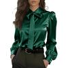 Blusa Larga de Satén con Mangas y Lazo para Mujer