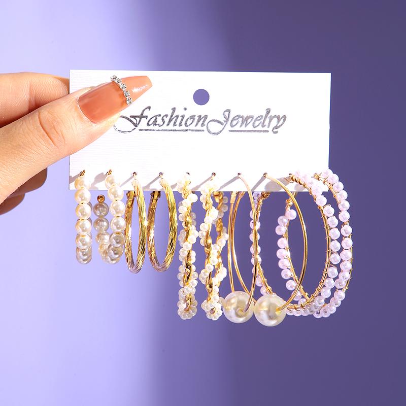 Colorful Resin Butterfly Earrings Set Pearl Purple Green Acrylic Gold Color Metal Hoop Earrings for Women Fashion Party Jewelry