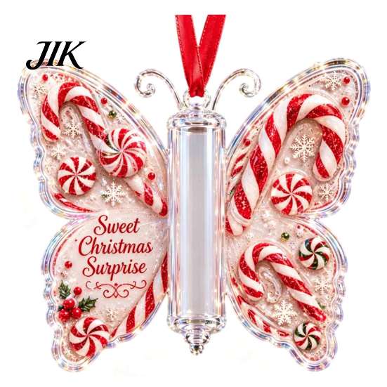 Holiday Party Supplies Christmas Cash Gift Ornament, Acrylic Butterfly Money Holder with Built?in Present Clear Compartment, Hanging Ornament