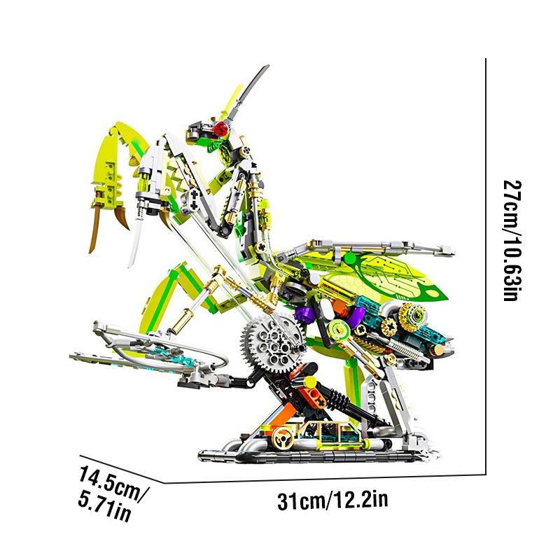 Mechanical Mantis Animal Building Blocks Ray Model With Light Creative Moc Bricks Stem Adults Kids Birthday Gifts Home Decor Toy