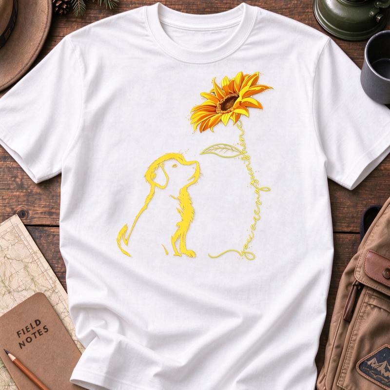 You Are My Sunshine T Shirt Cute Dog Sunflower Graphic Print Short Sleeve Casual Tee Gift For Dog Mom Sunflower Lovers Y2k Top