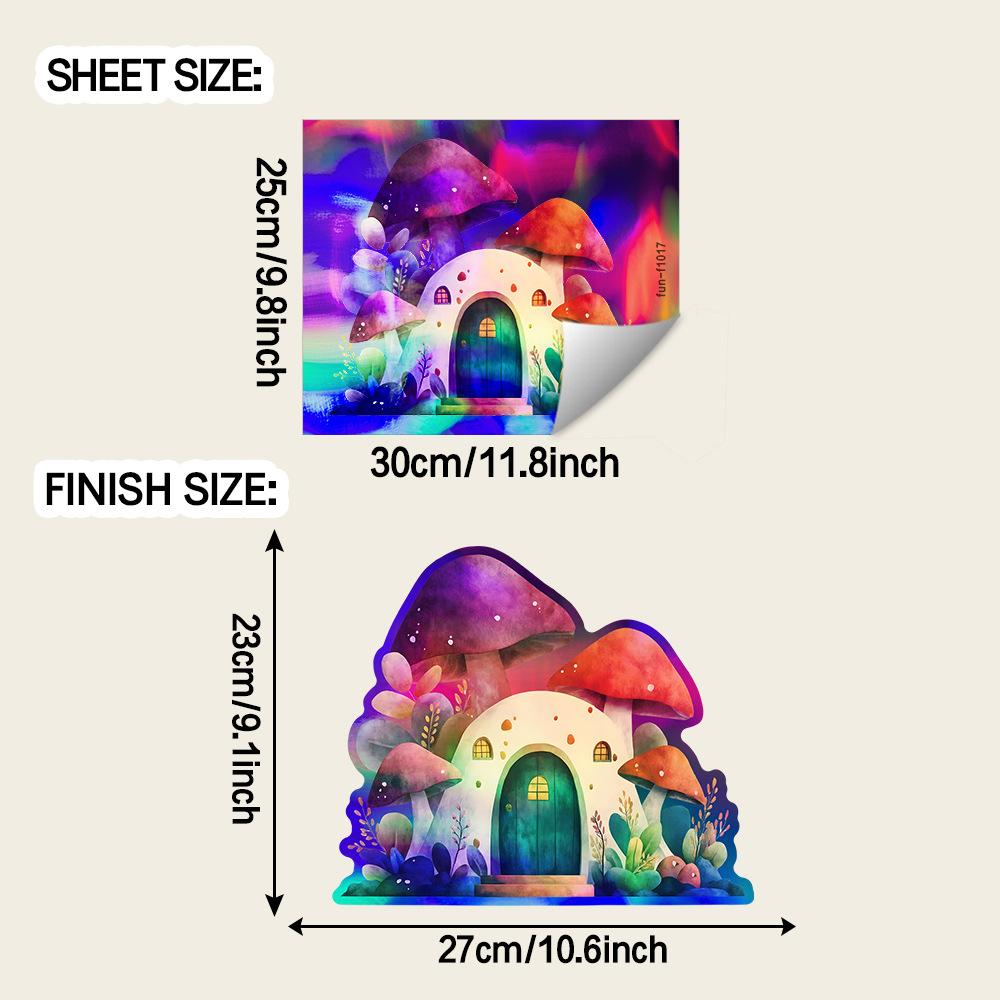 

Cartoon Colorful Mushroom House Restaurant, Home Background, Wall Decoration and Beautification Stickers
