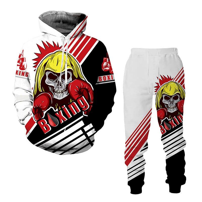 Autumn Winter 3D Animal Sports Printed Men's Hooded Sweater Set Men's Casualwear Tracksuit Long Sleeve Men's Clothing Suit