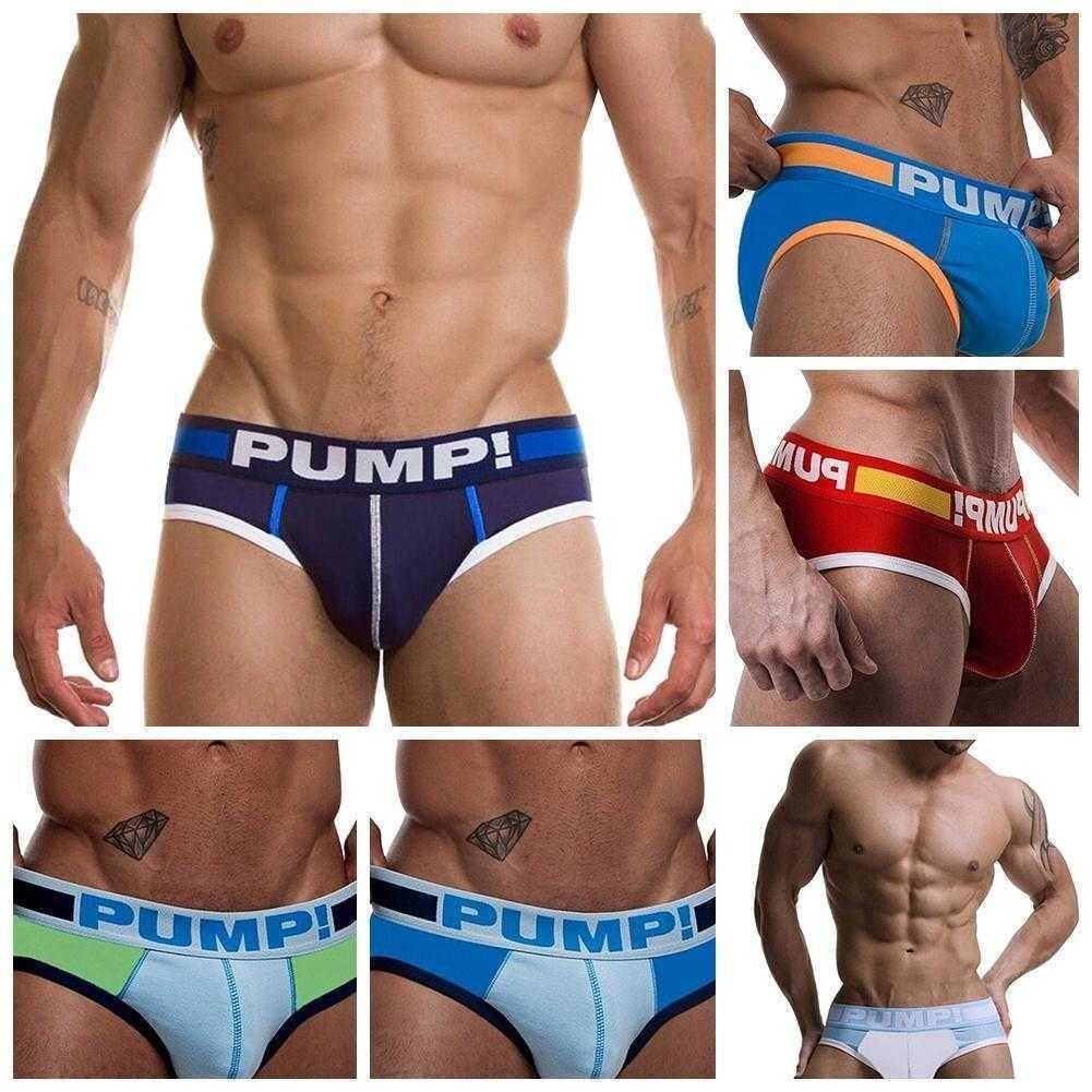 Pompa! Mutandine da uomo sexy a triangolo a vita bassa con U convessa solleva-fianchi in cotone traspirante