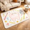 White Flannel Large Area Rug Hello Cartoon Teeth Floral Print Non Slip Soft Floor Carpet For Living Room