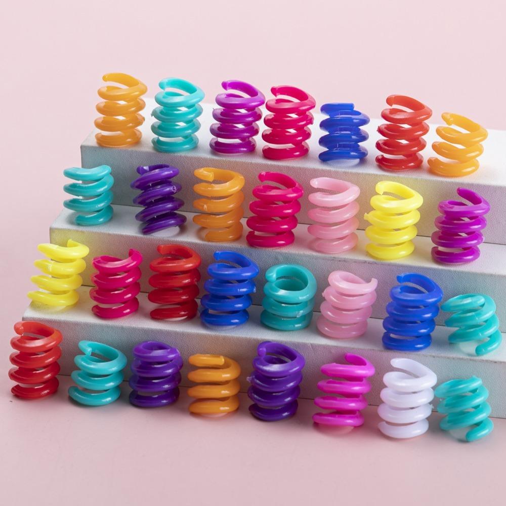 50pcs Big Hole Dreadlocks Beads Charm Hair Braid Tubes Spring Dreadlock Ring  for Women Girls