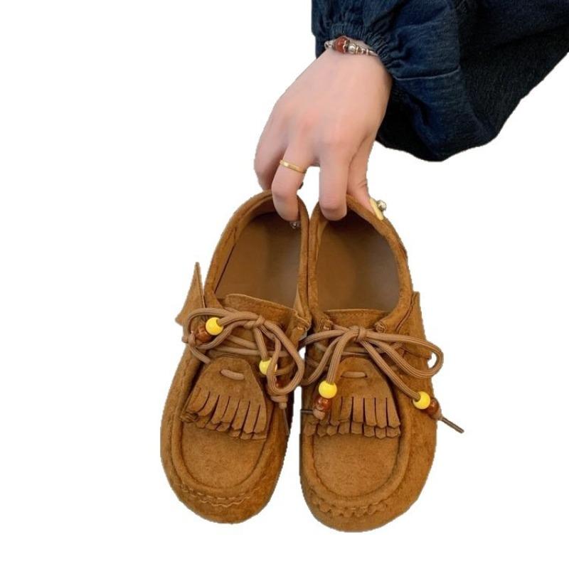 Moda retrô outono feminino solas macias não cansam, sapatos canguru, sapatos únicos e sapatos Doudou.