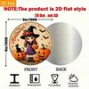 Vintage Halloween Witch Aluminum Round Wall Sign, Black Cat Pumpkins Bats Gothic Metal Art Decor