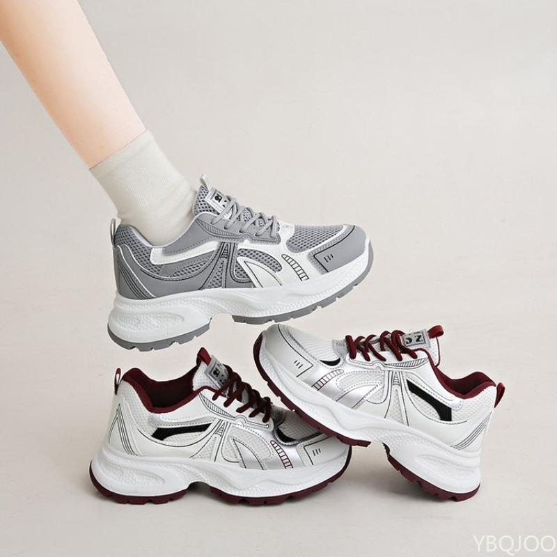 Fashion Versatile Thick Soled Running Shoes  Women Spring New Color Blocked Lightweight Breathable Mesh Shoes Sports Sneakers