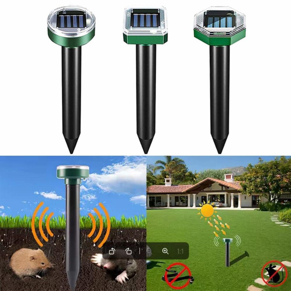 Radiation-Free Solar Ultrasonic Mole Repeller Solar Powered Rodent Deterrent Mouse Repeller Garden