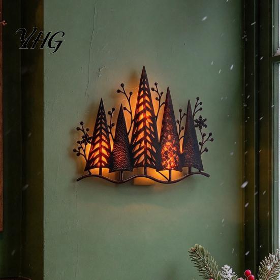 Modern Wall Sculpture Acrylic Forest Decoration with Warm LED Light, Glowing Tree Decor, Silhouette Sign Lighted Art for Christmas Home Living