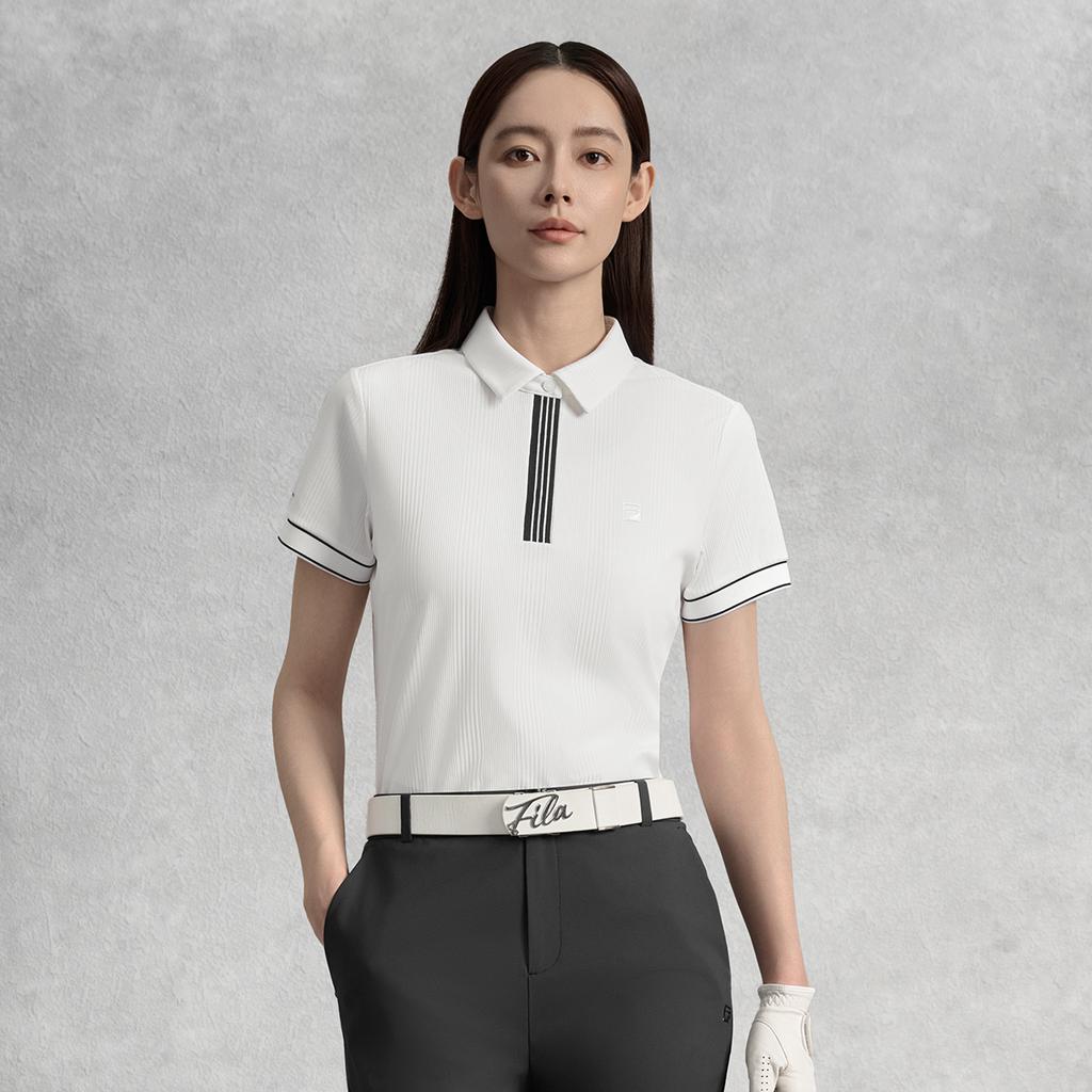 Fila Golf Series Breathable Comfortable Classic Versatile Casual Sports Polo Shirt Women Tops A11W535117F-WT