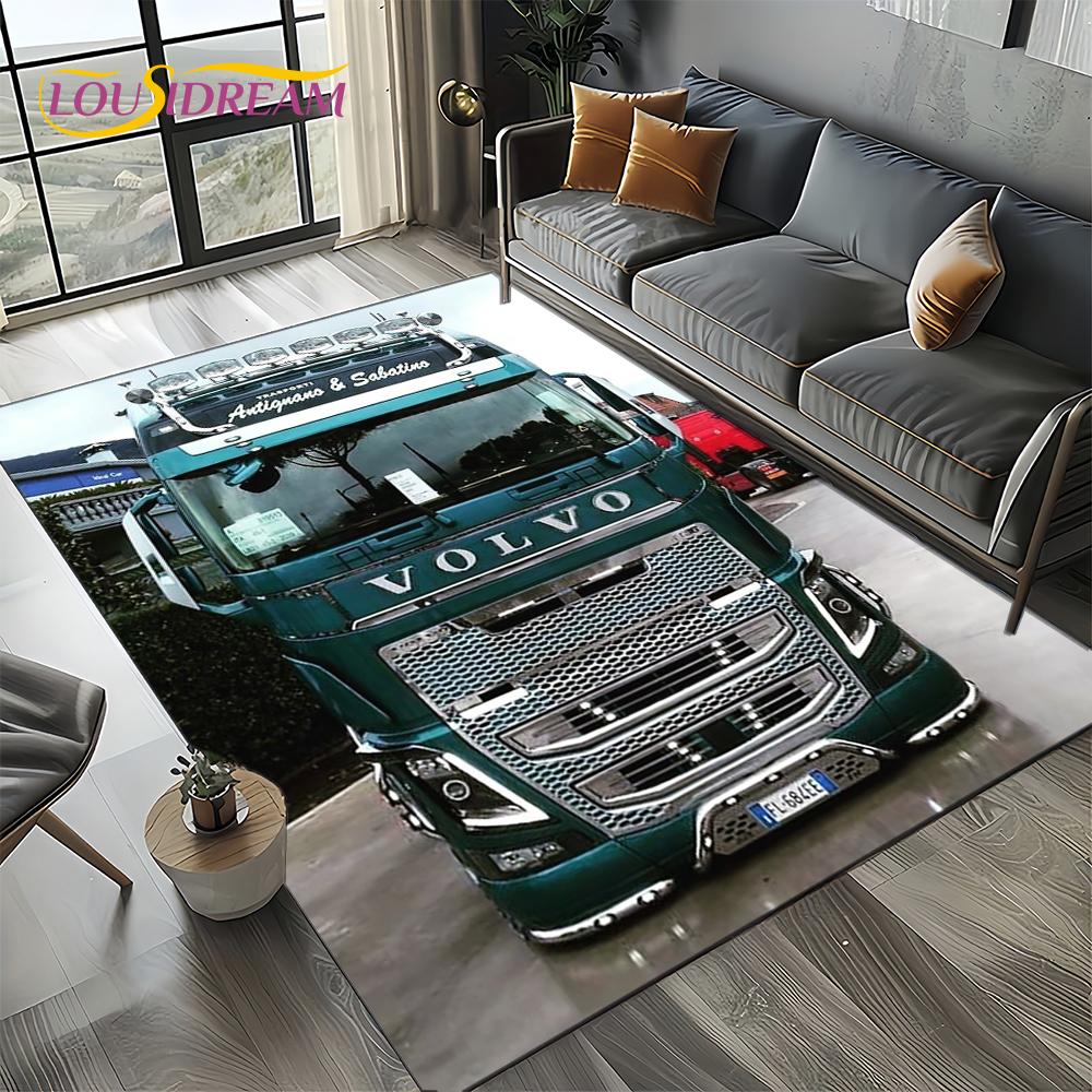 3D Print Volvo Truck Lorry Motorcycle Carpet Rug for Living Room Bedroom Home Sofa Decoration,kids Area Rug Non-slip Floor Mat